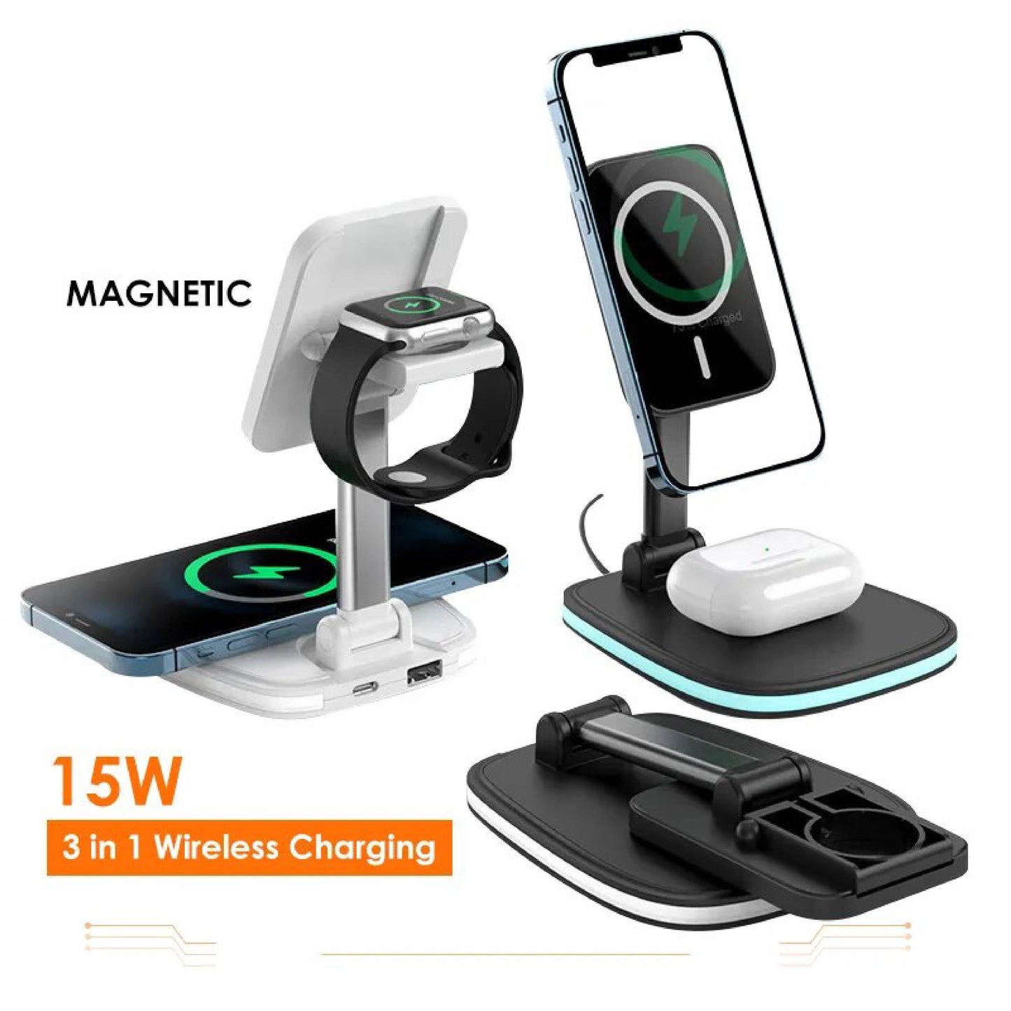 3 IN 1 Foldable Stand Charger (without iWatch charger)