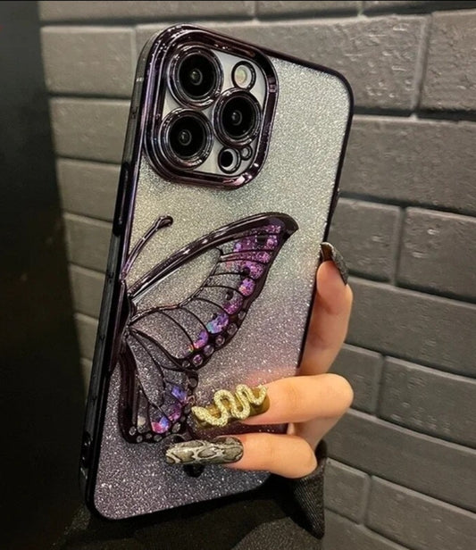 QUICKSAND | Transparent Glitter Butterfly Case